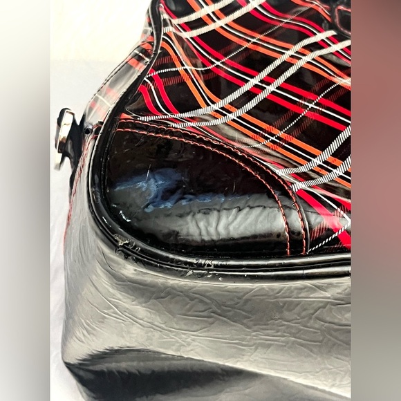 Vera Bradley Stylish Black & Red Plaid Travel Duffel Carry-On Frill Bag - Picture 7 of 15